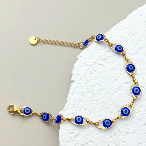 evil eye blue 18k gold bracelet - Picture 3 of 4